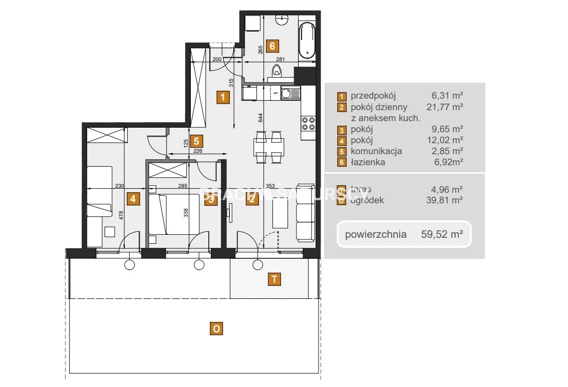 3 pokoje, mieszkanie 59,52 m², parter, oferta nr , BS2-MS-307637-7, Kraków, Dębniki, Babińskiego