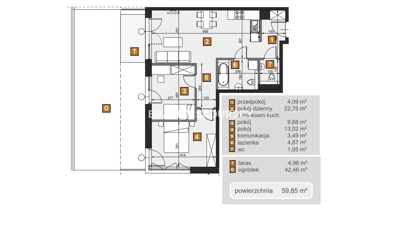 3 pokoje, mieszkanie 59,85 m², parter, oferta nr , BS2-MS-307639-7, Kraków, Dębniki, Babińskiego