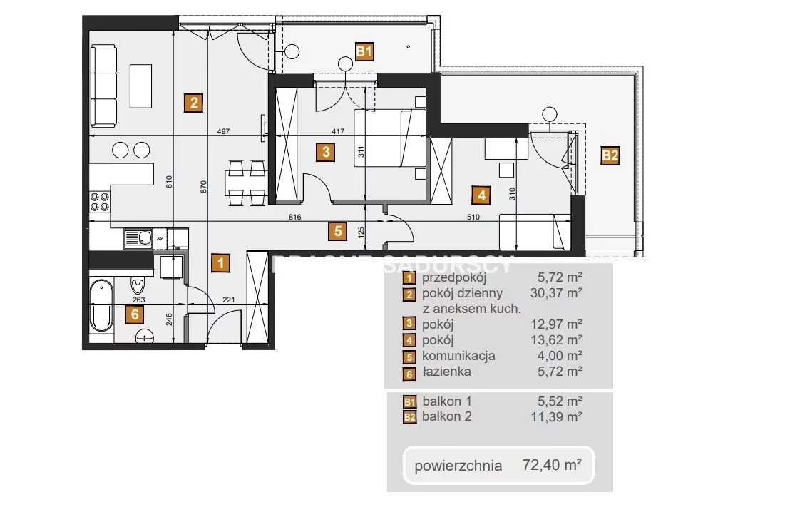 3 pokoje, mieszkanie 72,40 m², piętro 1, oferta nr , BS2-MS-307126-8, Kraków, Dębniki, Babińskiego