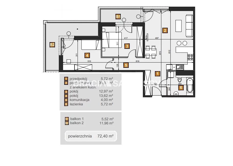 3 pokoje, mieszkanie 72,40 m², piętro 4, oferta nr , BS2-MS-307176-7, Kraków, Dębniki, Babińskiego