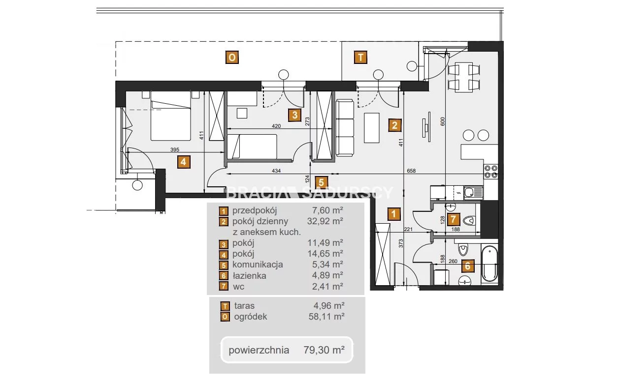 3 pokoje, mieszkanie 79,30 m², parter, oferta nr , BS2-MS-307645-8, Kraków, Dębniki, Babińskiego
