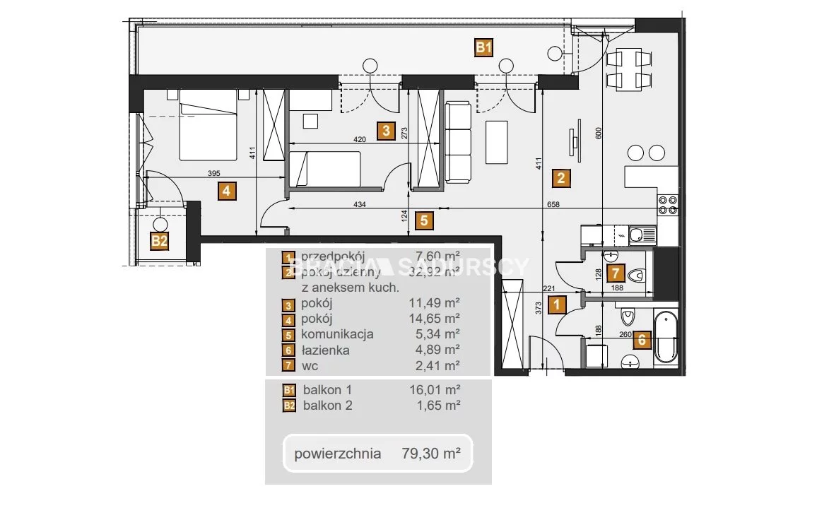 3 pokoje, mieszkanie 79,30 m², piętro 2, oferta nr , BS2-MS-307666-8, Kraków, Dębniki, Babińskiego