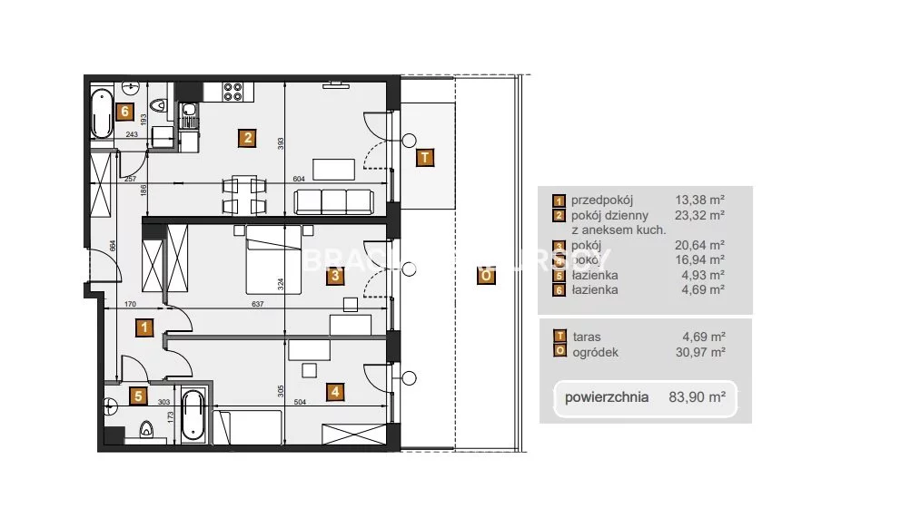 3 pokoje, mieszkanie 83,90 m², parter, oferta nr , BS2-MS-307192-5, Kraków, Dębniki, Babińskiego