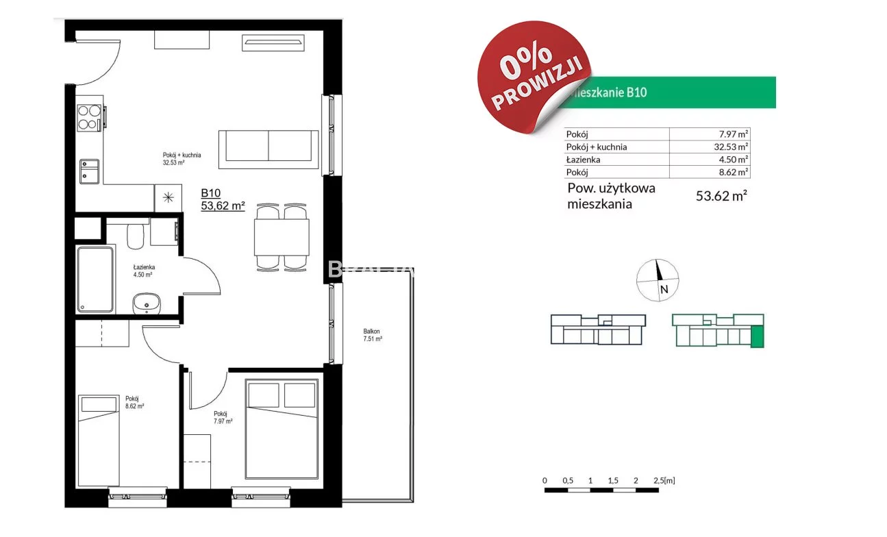 Mieszkanie trzypokojowe 53,62 m², Kraków, Bieżanów-Prokocim, Bieżanów, Sprzedaż