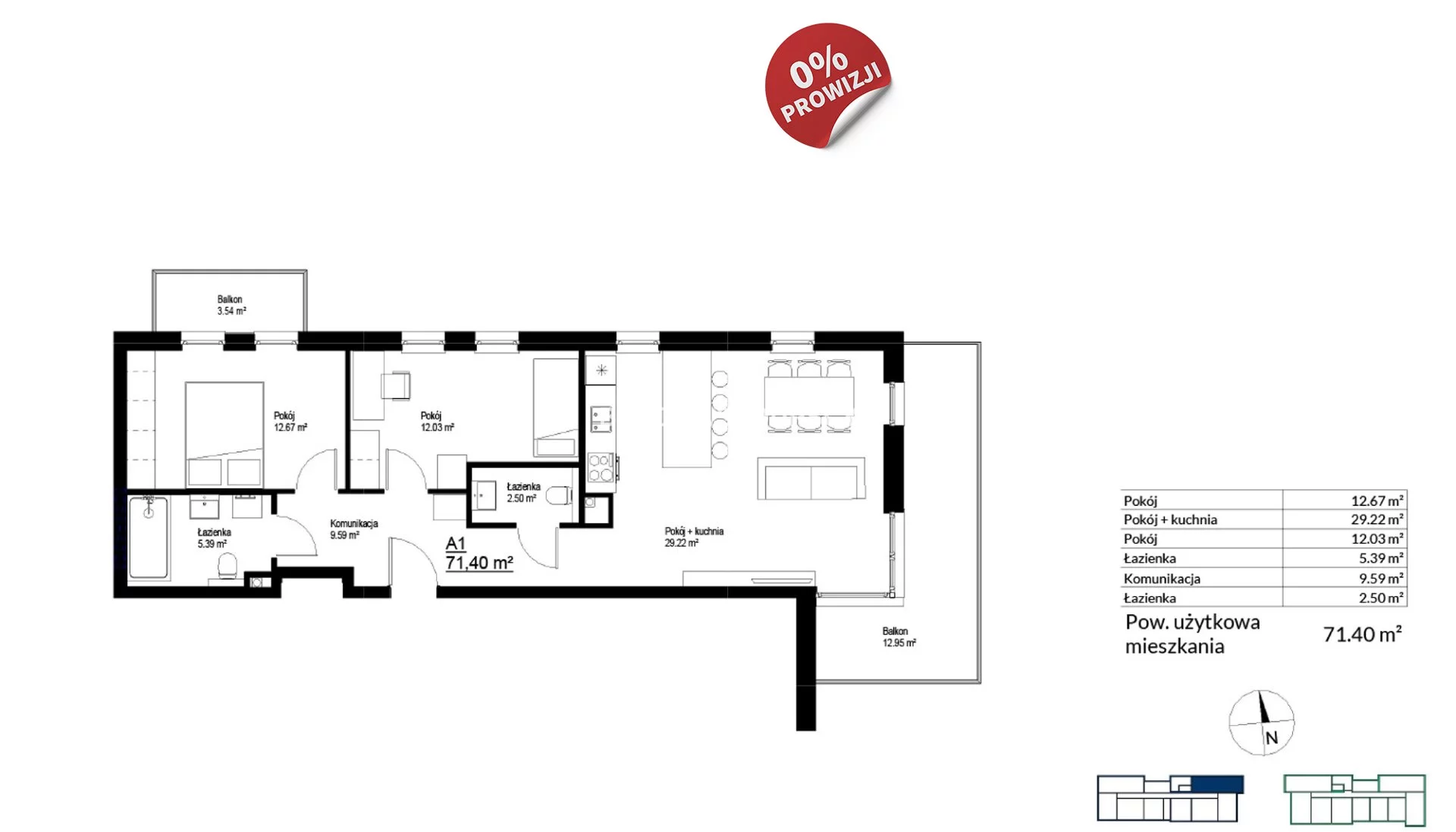 Mieszkanie trzypokojowe 71,40 m², Kraków, Bieżanów-Prokocim, Bieżanów, Sprzedaż