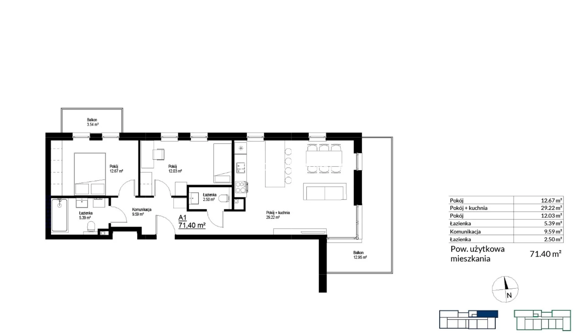 3 pokoje, mieszkanie 71,40 m², piętro 1, oferta nr , BS2-MS-300052-18, Kraków, Bieżanów-Prokocim, Bieżanów, Bieżanów