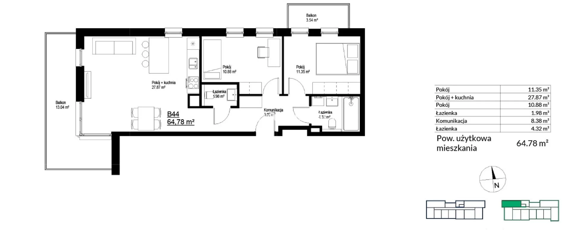 3 pokoje, mieszkanie 64,78 m², piętro 4, oferta nr , BS2-MS-300153-31, Kraków, Bieżanów-Prokocim, Bieżanów, Bieżanów