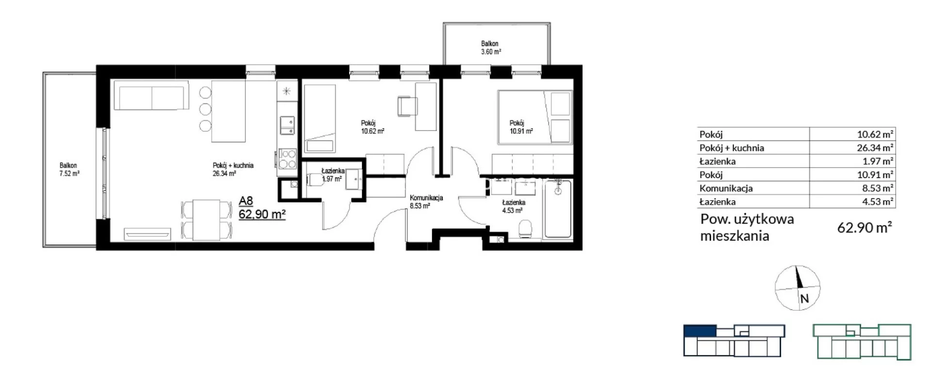 3 pokoje, mieszkanie 62,90 m², piętro 1, oferta nr , BS2-MS-300135-31, Kraków, Bieżanów-Prokocim, Bieżanów, Bieżanów