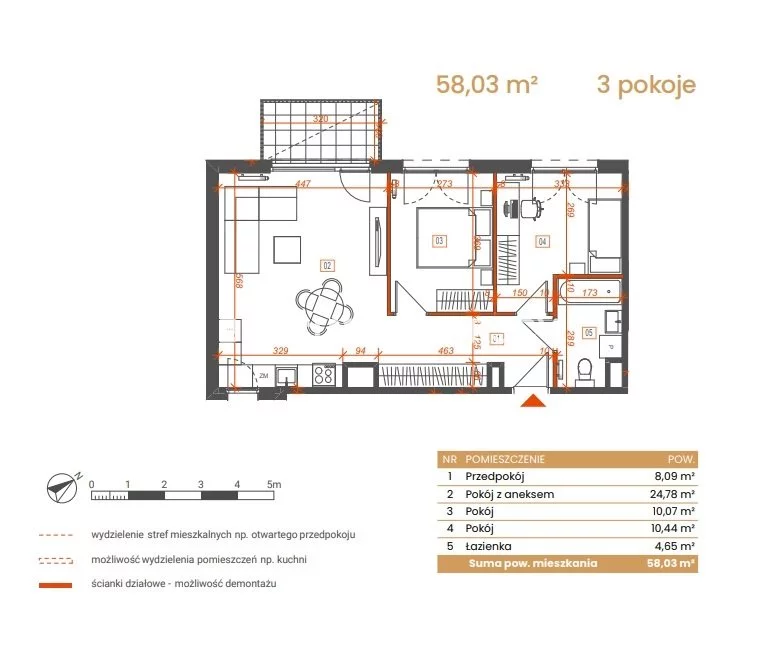 3 pokoje, mieszkanie 58,03 m², piętro 1, oferta nr , BS2-MS-309161-6, Katowice, Ceglana