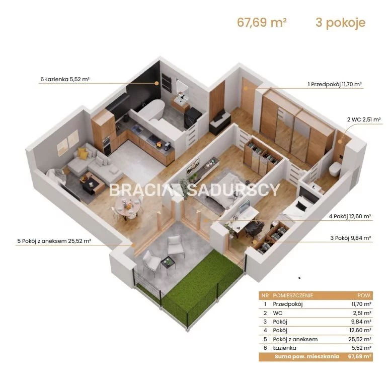 3 pokoje, mieszkanie 67,69 m², parter, oferta nr , BS2-MS-309164-6, Katowice, Ceglana