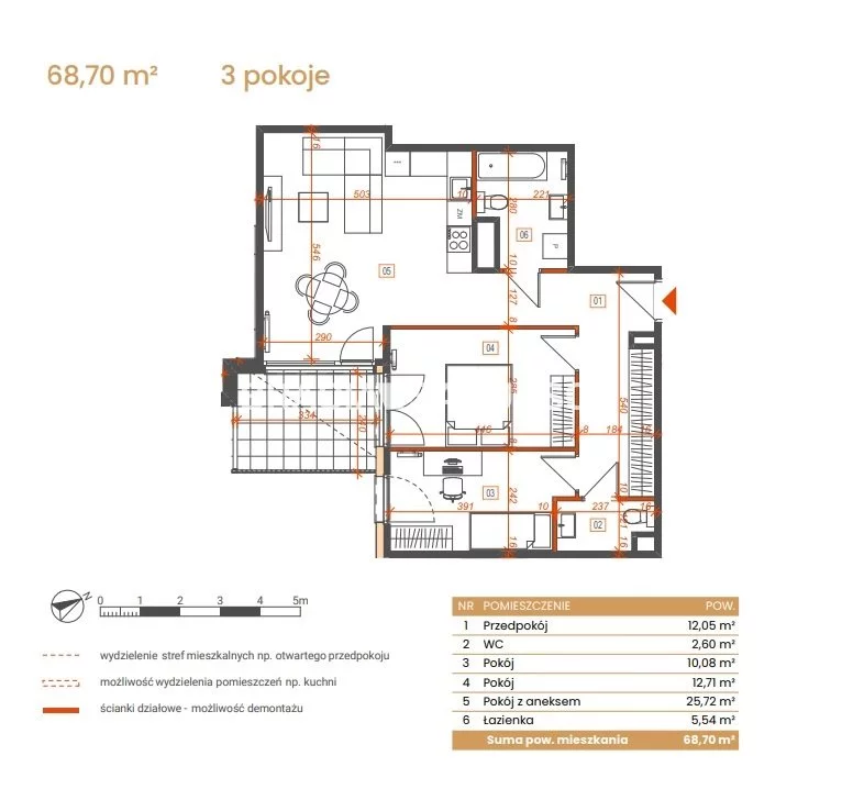 3 pokoje, mieszkanie 68,70 m², piętro 3, oferta nr , BS2-MS-309166-6, Katowice, Ceglana