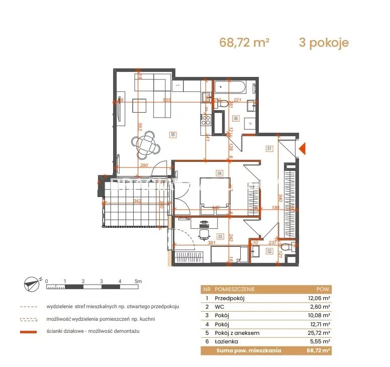 3 pokoje, mieszkanie 68,72 m², piętro 1, oferta nr , BS2-MS-309167-6, Katowice, Ceglana