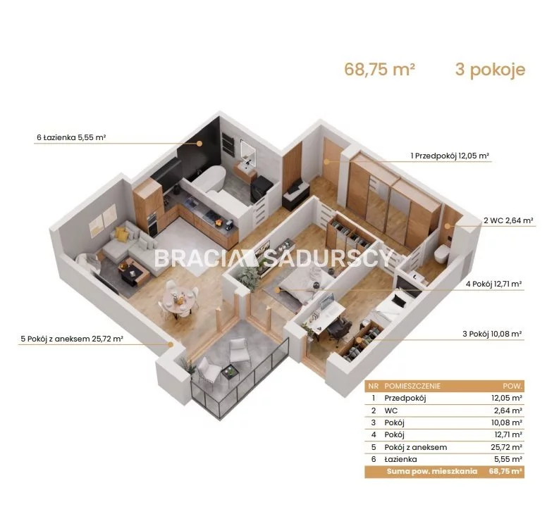 3 pokoje, mieszkanie 68,75 m², piętro 2, oferta nr , BS2-MS-309168-6, Katowice, Ceglana