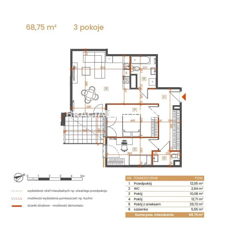 3 pokoje, mieszkanie 68,75 m², piętro 2, oferta nr , BS2-MS-309168-6, Katowice, Ceglana