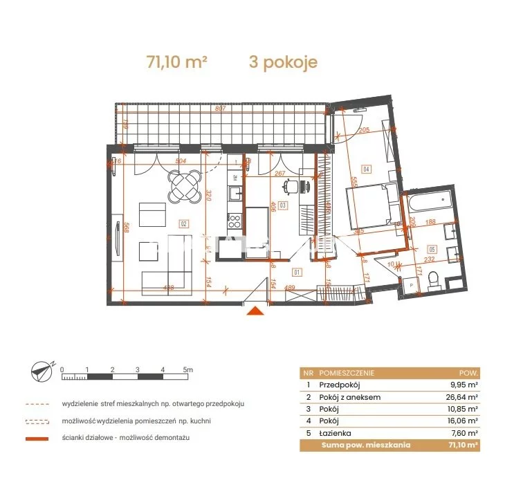 3 pokoje, mieszkanie 71,10 m², piętro 2, oferta nr , BS2-MS-309174-6, Katowice, Ceglana