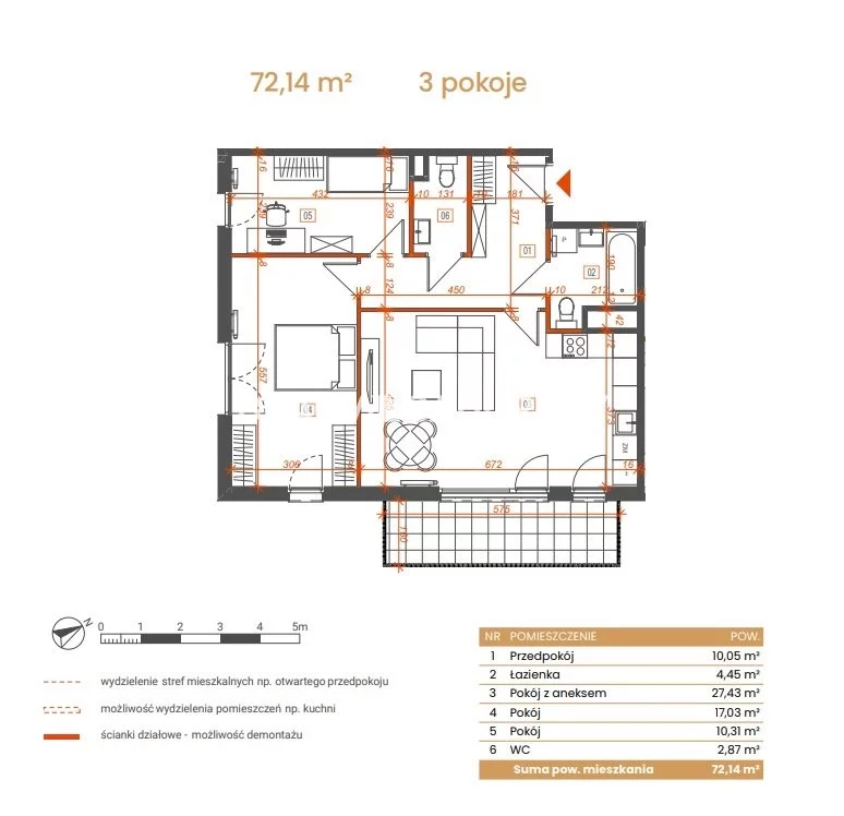 3 pokoje, mieszkanie 72,14 m², piętro 1, oferta nr , BS2-MS-309175-6, Katowice, Ceglana