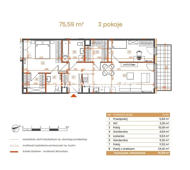 3 pokoje, mieszkanie 75,59 m², piętro 1, oferta nr , BS2-MS-309176-6, Katowice, Ceglana