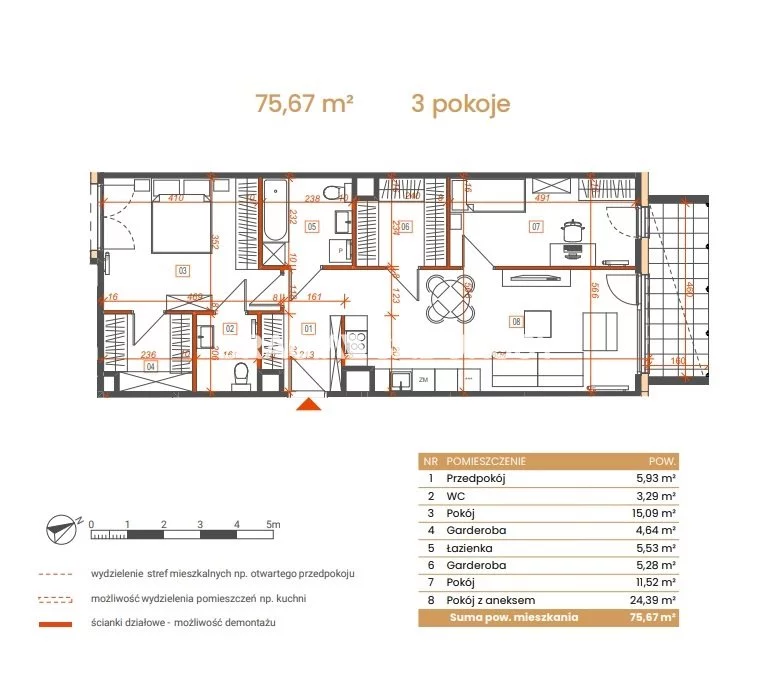 3 pokoje, mieszkanie 75,67 m², piętro 2, oferta nr , BS2-MS-309178-6, Katowice, Ceglana