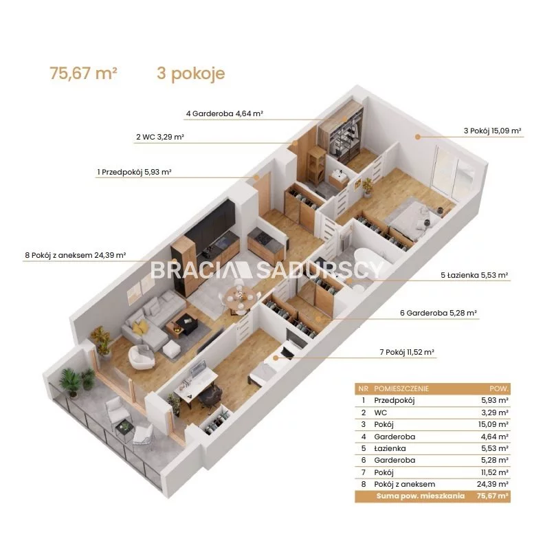 3 pokoje, mieszkanie 75,67 m², piętro 2, oferta nr , BS2-MS-309178-6, Katowice, Ceglana