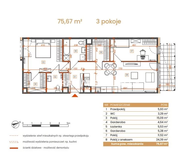 3 pokoje, mieszkanie 75,67 m², piętro 3, oferta nr , BS2-MS-309179-6, Katowice, Ceglana