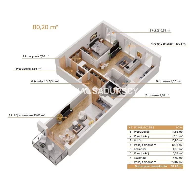 3 pokoje, mieszkanie 80,20 m², piętro 4, oferta nr , BS2-MS-309187-6, Katowice, Ceglana