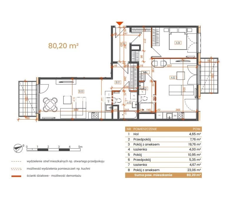 3 pokoje, mieszkanie 80,20 m², piętro 4, oferta nr , BS2-MS-309187-6, Katowice, Ceglana