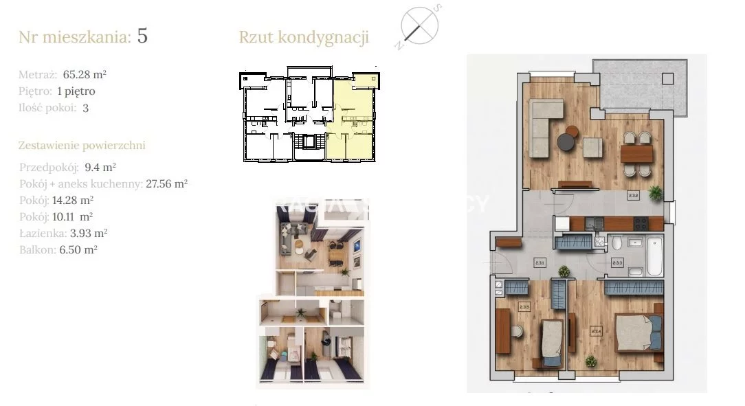 3 pokoje, mieszkanie 65,28 m², piętro 1, oferta nr , BS2-MS-304109-18, Wieliczka, Dębowa