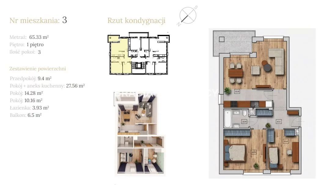 3 pokoje, mieszkanie 65,33 m², piętro 1, oferta nr , BS2-MS-304116-17, Wieliczka, Dębowa