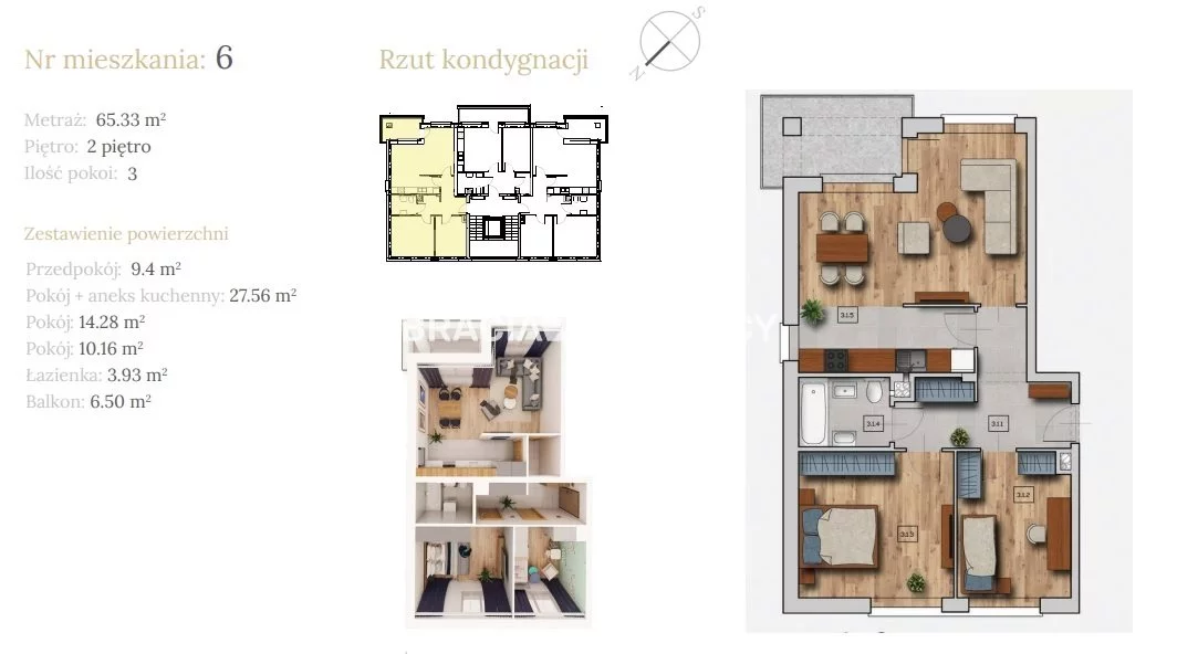 3 pokoje, mieszkanie 65,33 m², piętro 2, oferta nr , BS2-MS-304127-17, Wieliczka, Dębowa