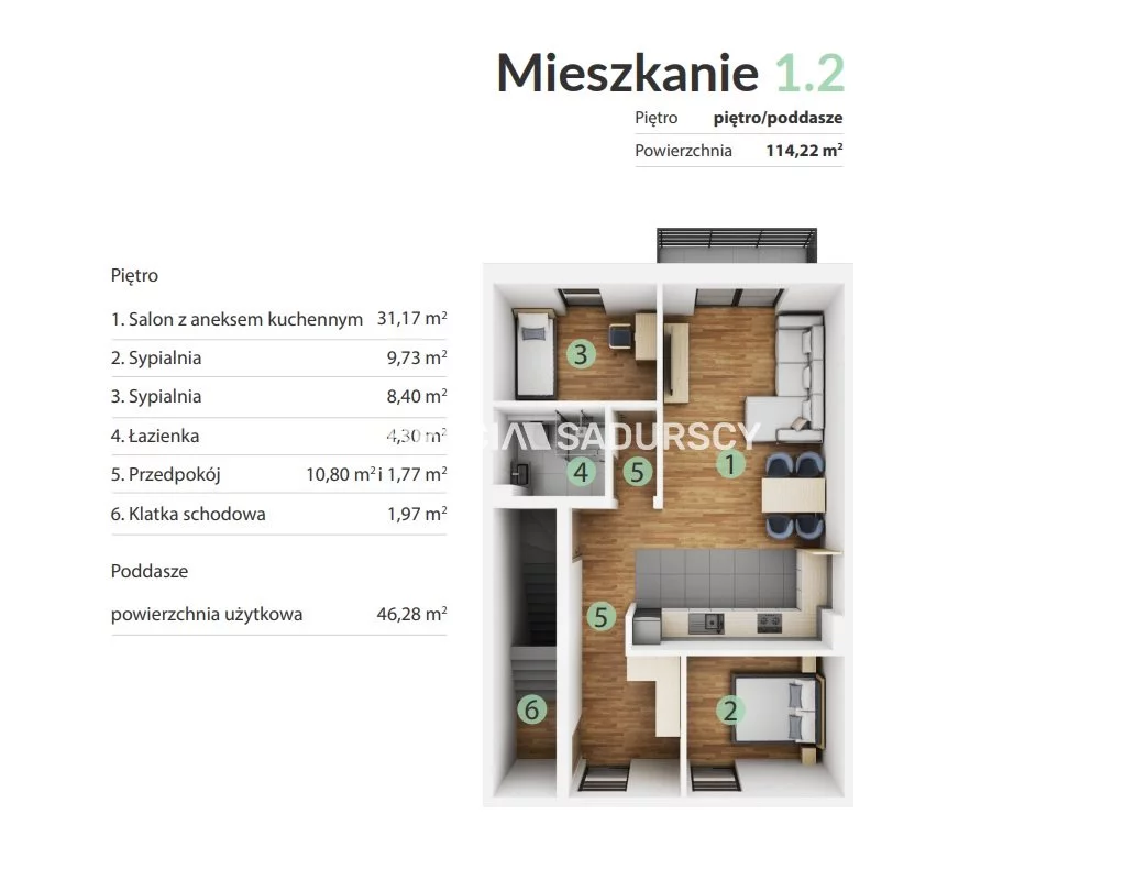 3 pokoje, mieszkanie 69,84 m², piętro 1, oferta nr , BS2-MS-307515-9, Wieliczka, Europejska