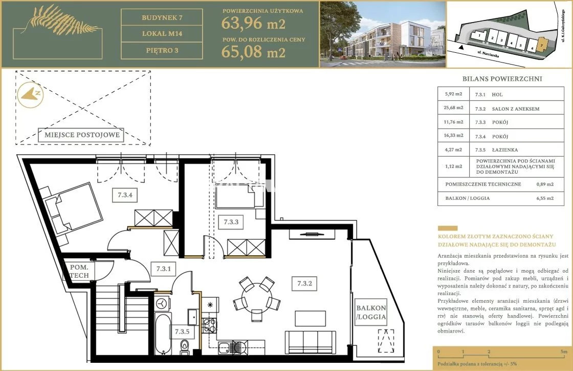 3 pokoje, mieszkanie 67,14 m², piętro 3, oferta nr , BS5-MS-309785-9, Kraków, Czyżyny, Gałczyńskiego