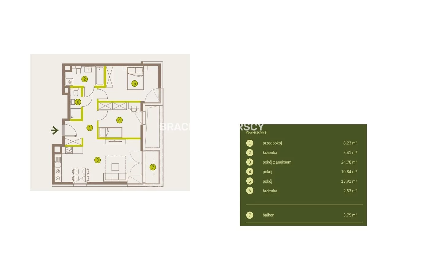 3 pokoje, mieszkanie 65,70 m², piętro 7, oferta nr , BS2-MS-311677-4, Kraków, Prądnik Biały, Imbramowska