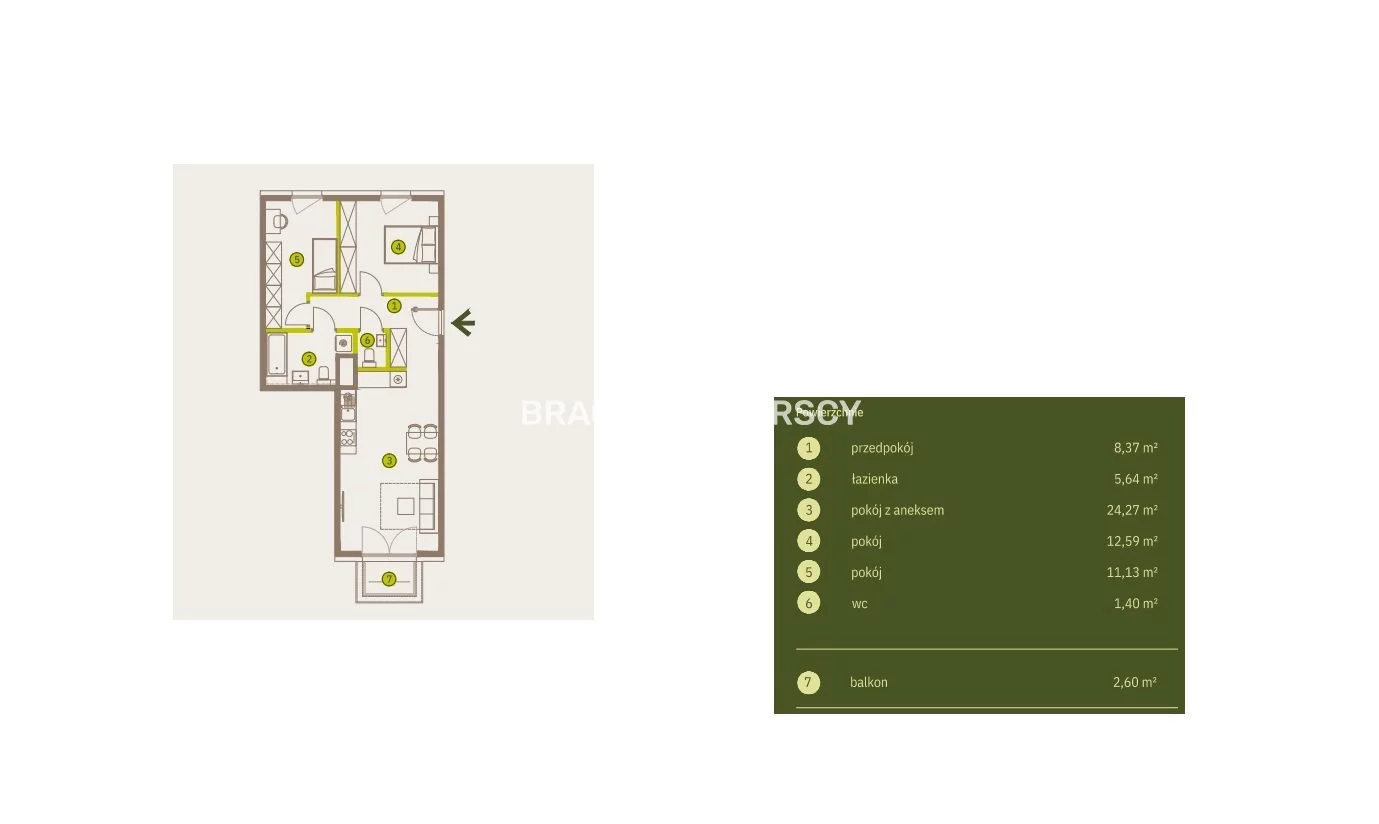 3 pokoje, mieszkanie 63,39 m², piętro 4, oferta nr , BS2-MS-311691-4, Kraków, Prądnik Biały, Imbramowska
