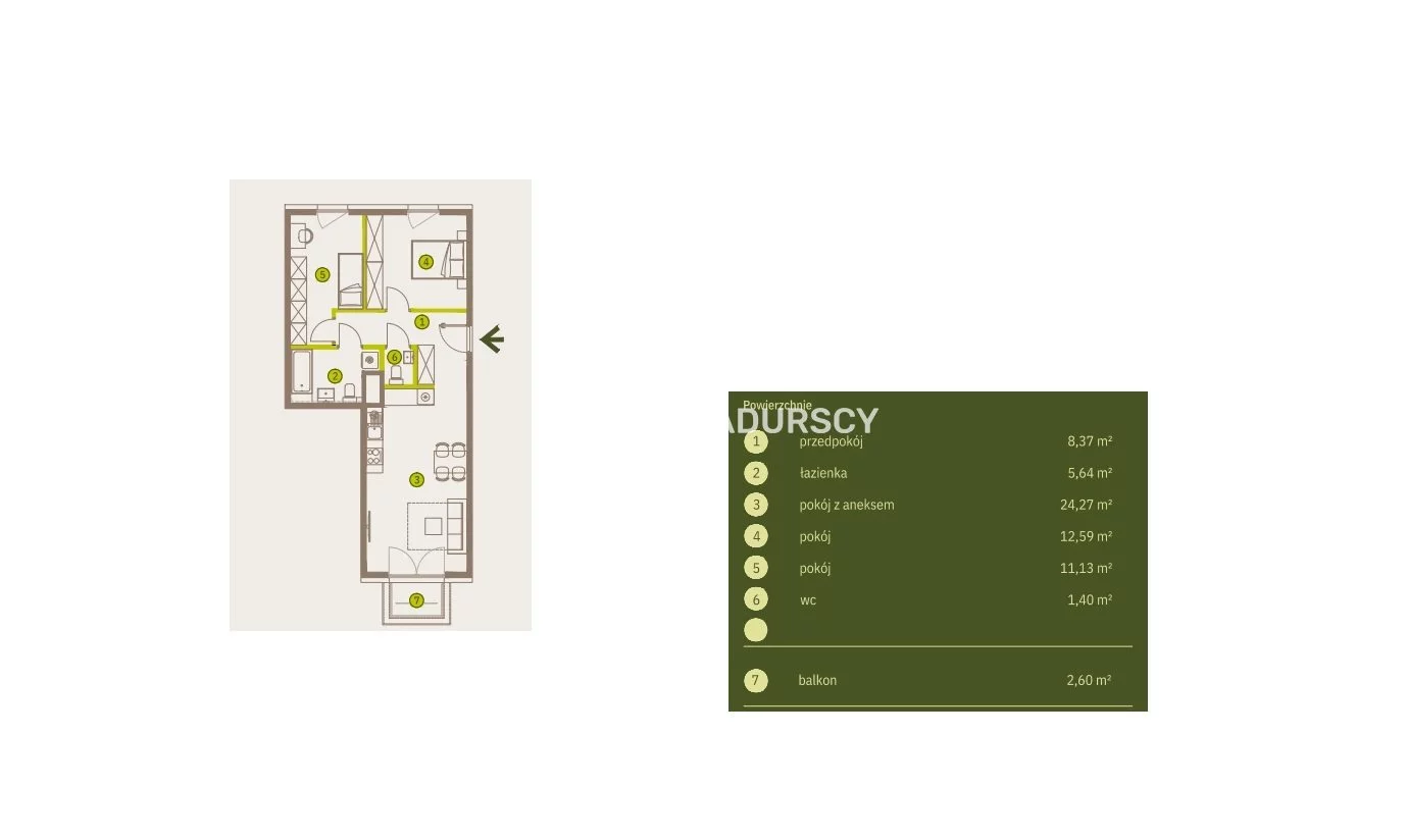 3 pokoje, mieszkanie 63,39 m², piętro 6, oferta nr , BS2-MS-311728-4, Kraków, Prądnik Biały, Imbramowska
