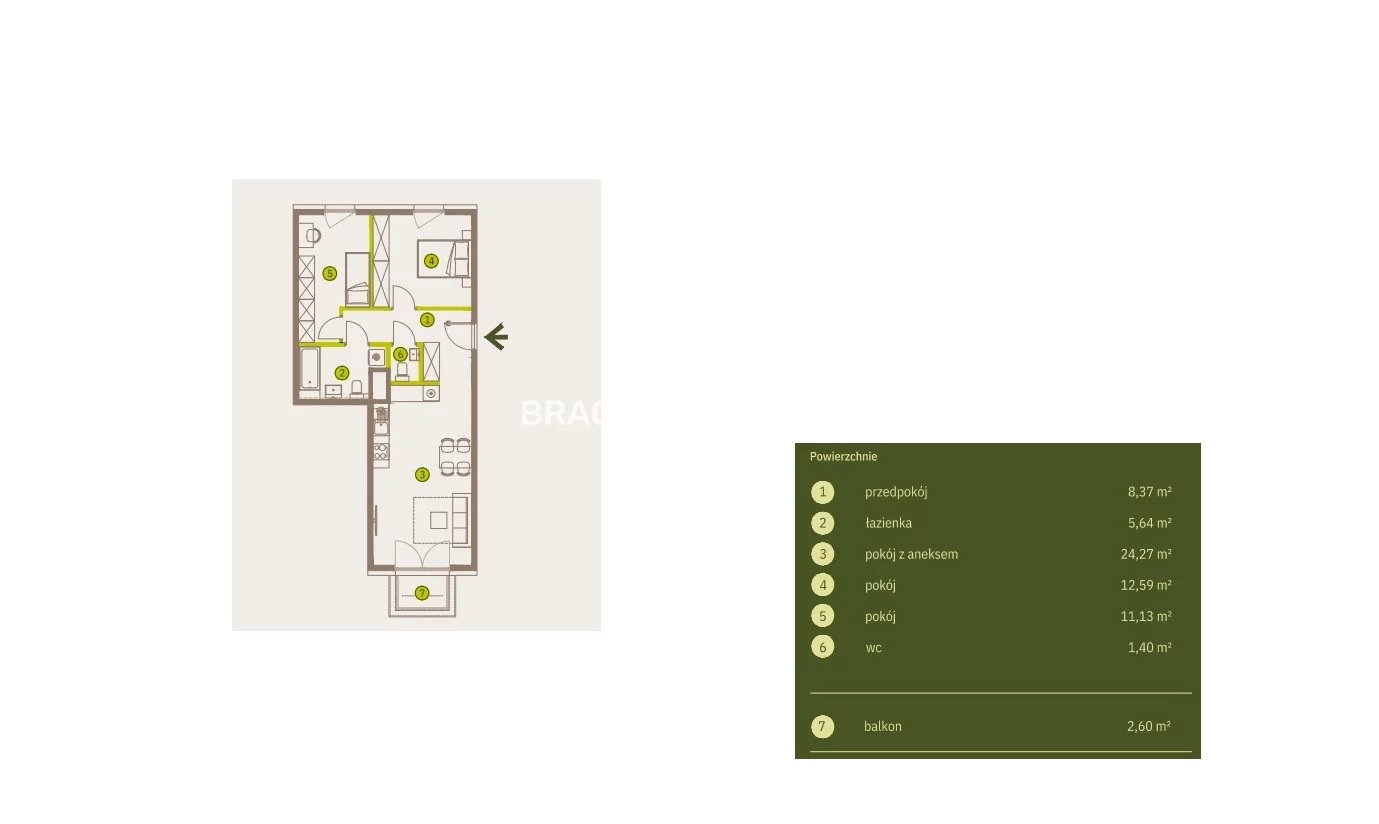 3 pokoje, mieszkanie 63,39 m², piętro 5, oferta nr , BS2-MS-311724-4, Kraków, Prądnik Biały, Imbramowska