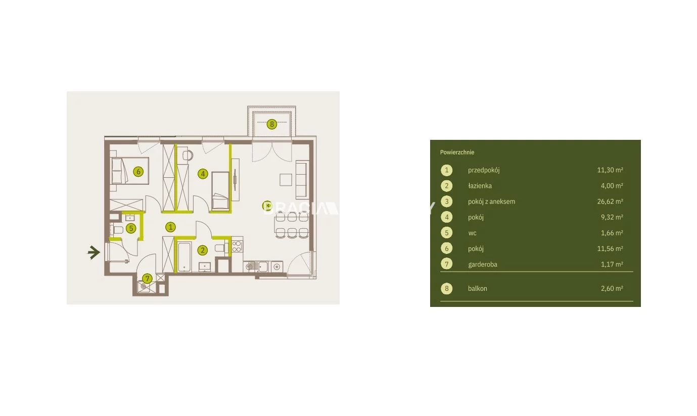 3 pokoje, mieszkanie 65,62 m², piętro 1, oferta nr , BS2-MS-311738-4, Kraków, Prądnik Biały, Imbramowska