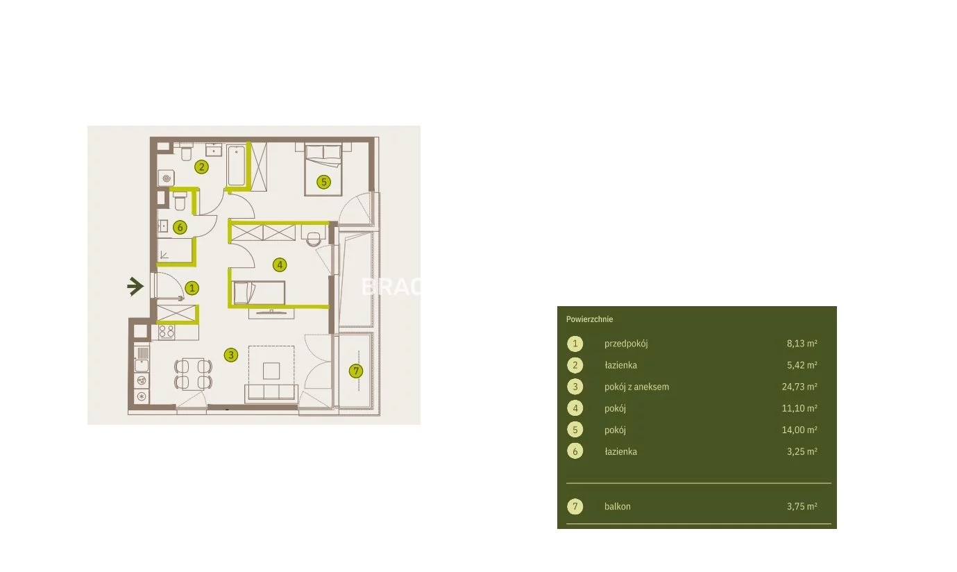 3 pokoje, mieszkanie 66,62 m², piętro 1, oferta nr , BS2-MS-311741-4, Kraków, Prądnik Biały, Imbramowska