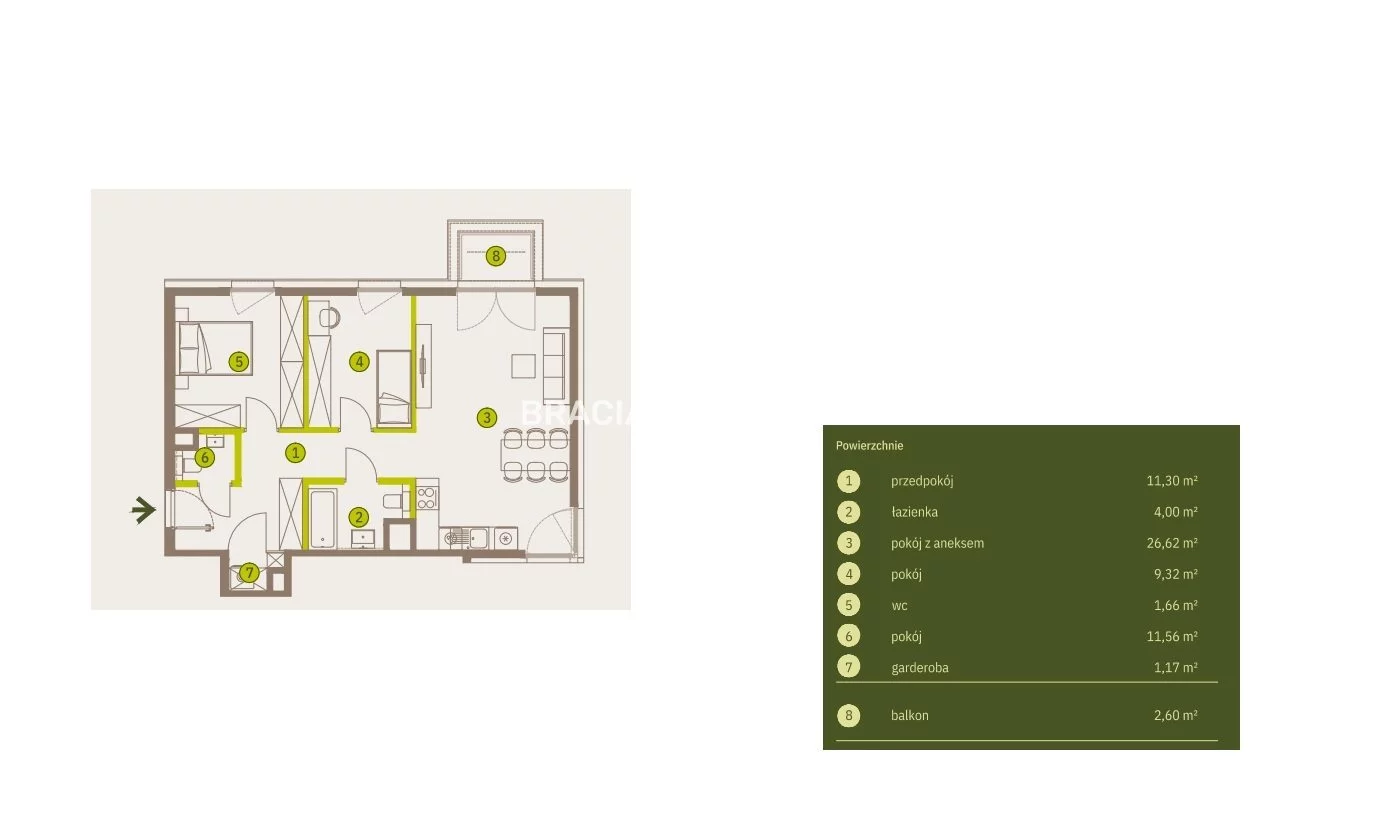 3 pokoje, mieszkanie 65,62 m², piętro 2, oferta nr , BS2-MS-311746-4, Kraków, Prądnik Biały, Imbramowska