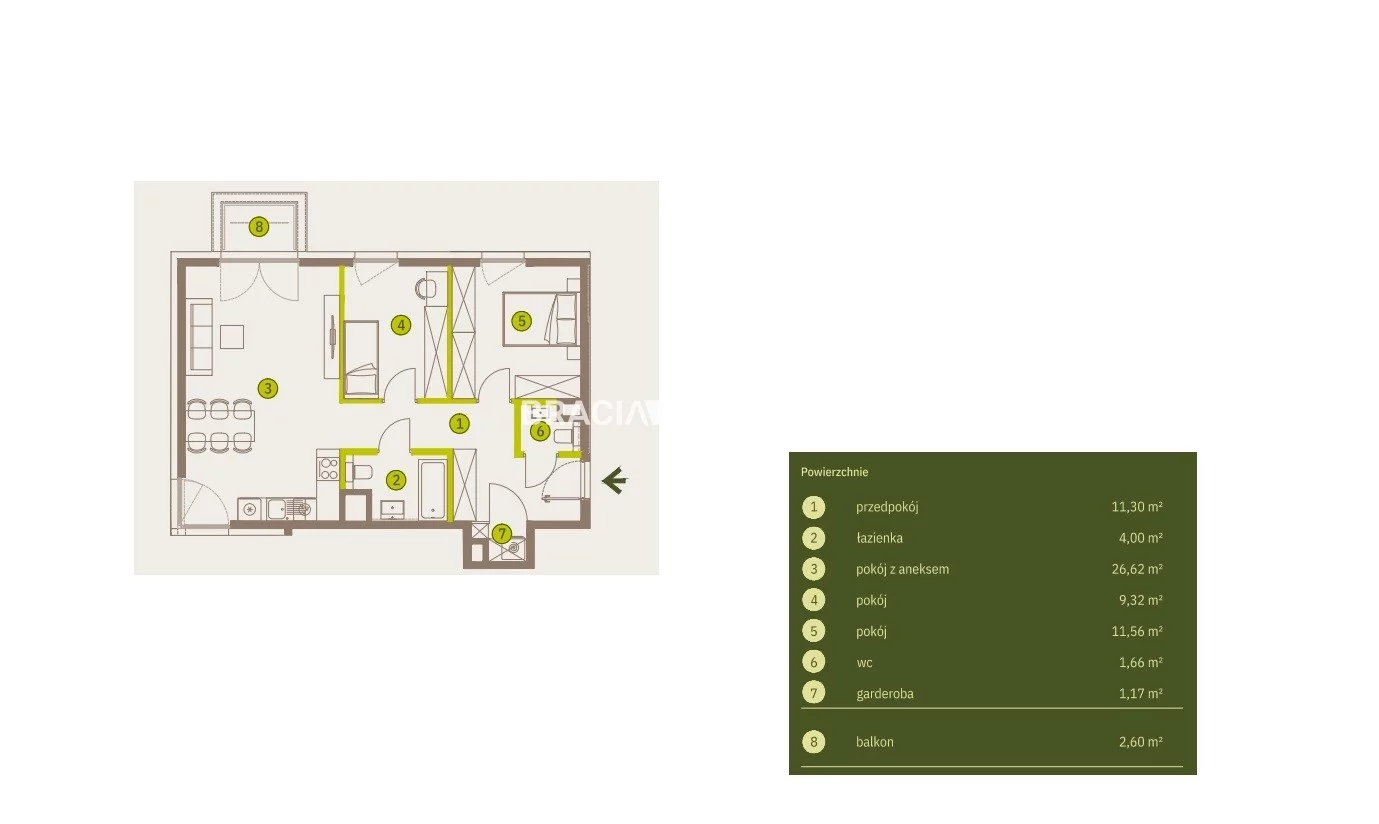 3 pokoje, mieszkanie 65,62 m², piętro 1, oferta nr , BS2-MS-311745-4, Kraków, Prądnik Biały, Imbramowska