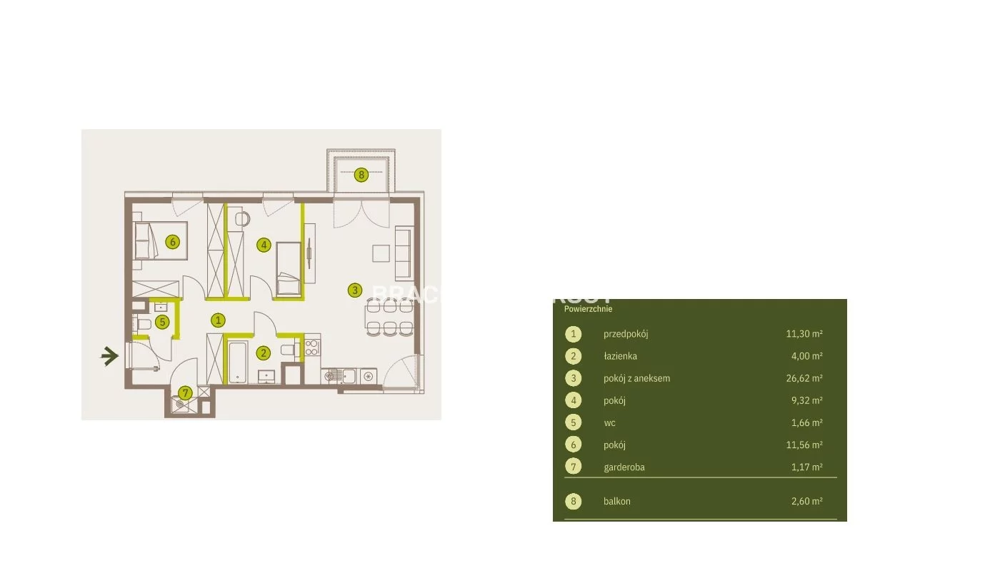 3 pokoje, mieszkanie 65,62 m², piętro 4, oferta nr , BS2-MS-311857-5, Kraków, Prądnik Biały, Imbramowska
