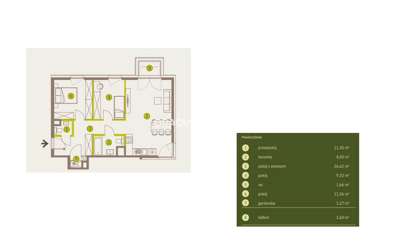 3 pokoje, mieszkanie 65,62 m², piętro 5, oferta nr , BS2-MS-311867-5, Kraków, Prądnik Biały, Imbramowska