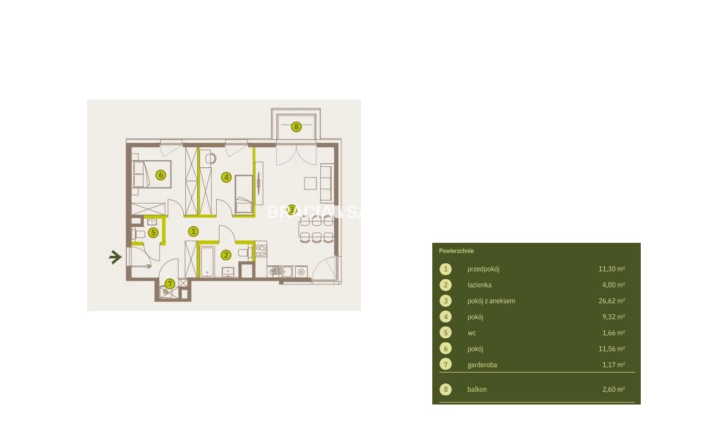 3 pokoje, mieszkanie 65,62 m², piętro 6, oferta nr , BS2-MS-311932-5, Kraków, Prądnik Biały, Imbramowska