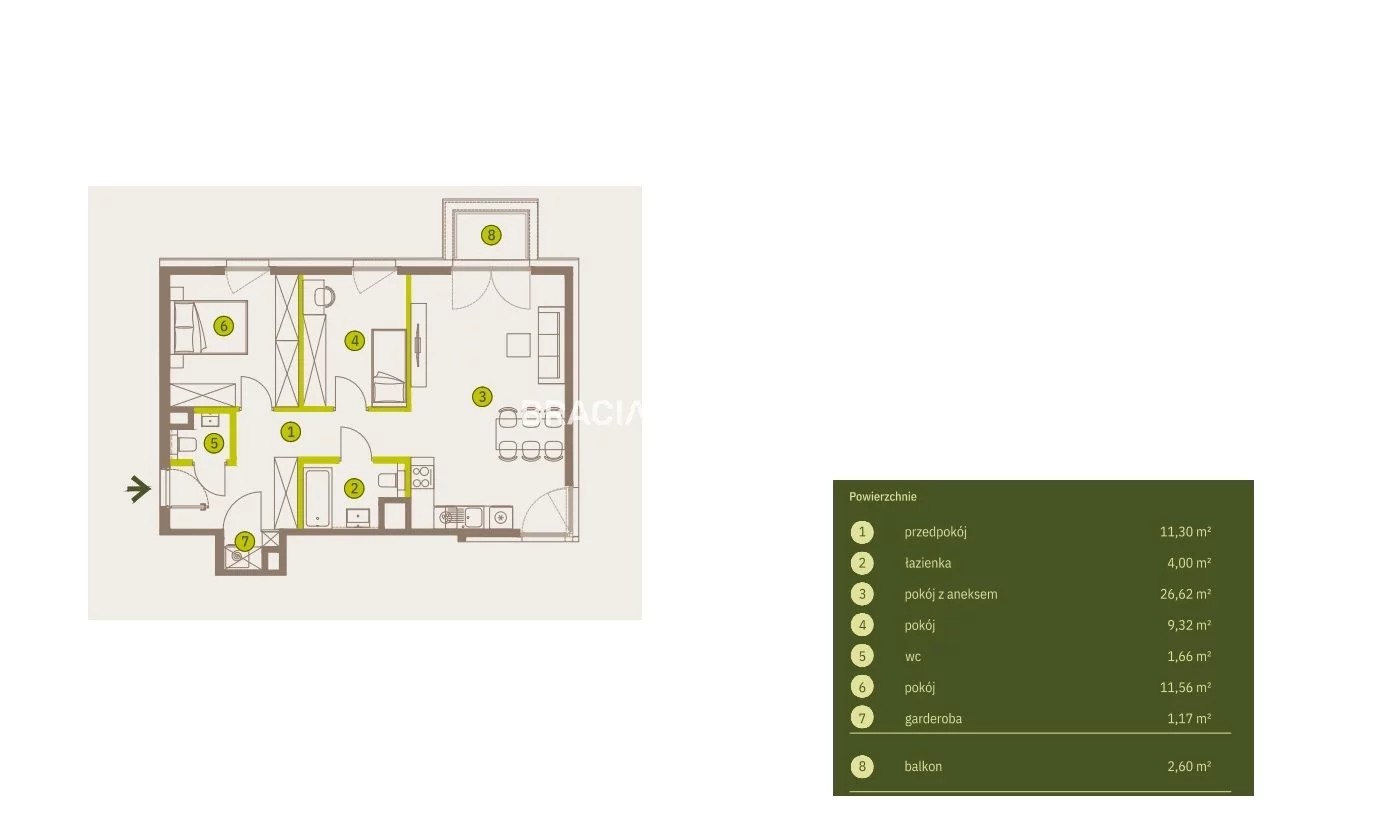 3 pokoje, mieszkanie 65,62 m², piętro 7, oferta nr , BS2-MS-311942-5, Kraków, Prądnik Biały, Imbramowska