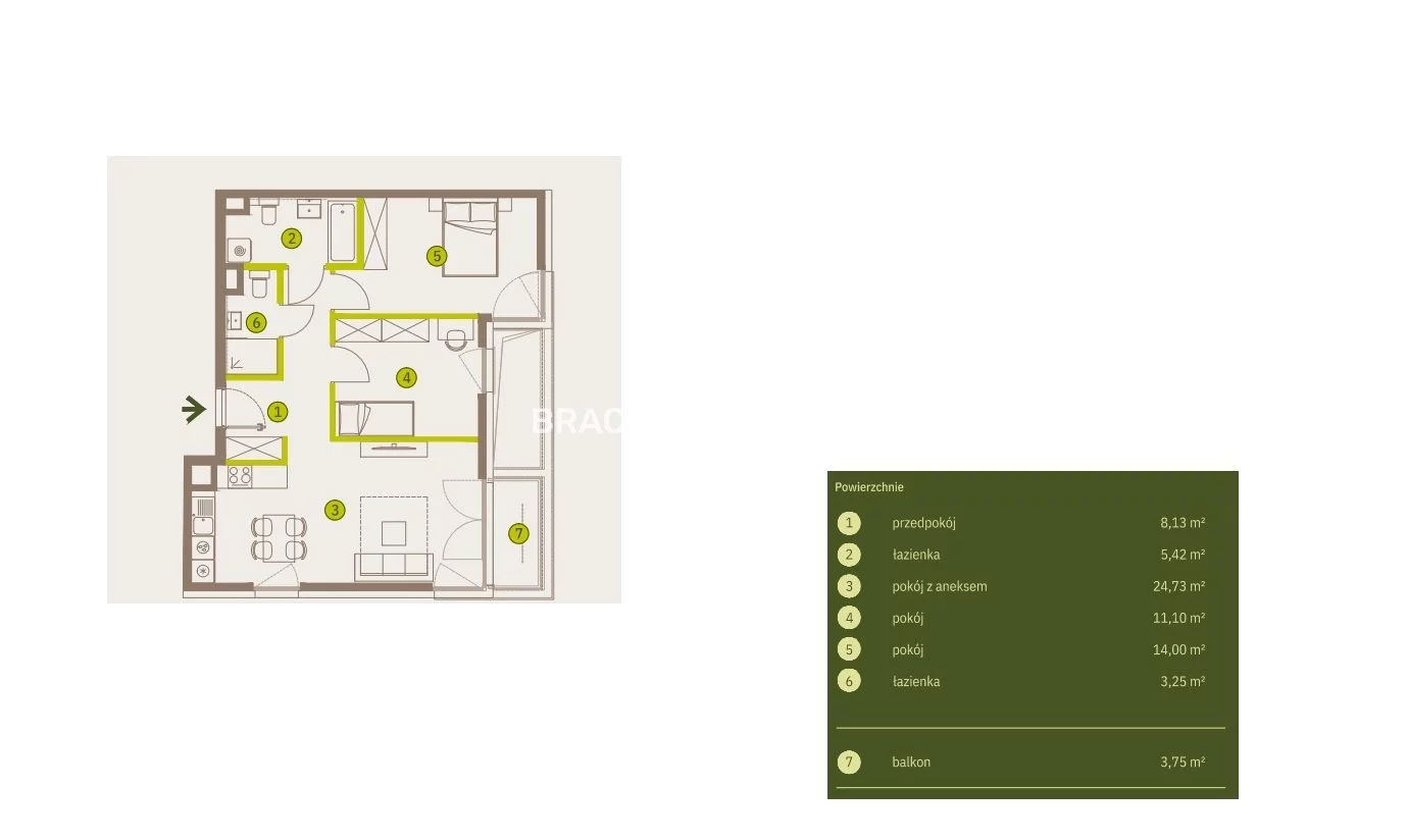 3 pokoje, mieszkanie 66,62 m², piętro 7, oferta nr , BS2-MS-311948-5, Kraków, Prądnik Biały, Imbramowska