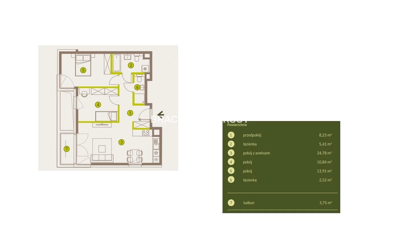 3 pokoje, mieszkanie 65,70 m², piętro 1, oferta nr , BS2-MS-311958-5, Kraków, Prądnik Biały, Imbramowska