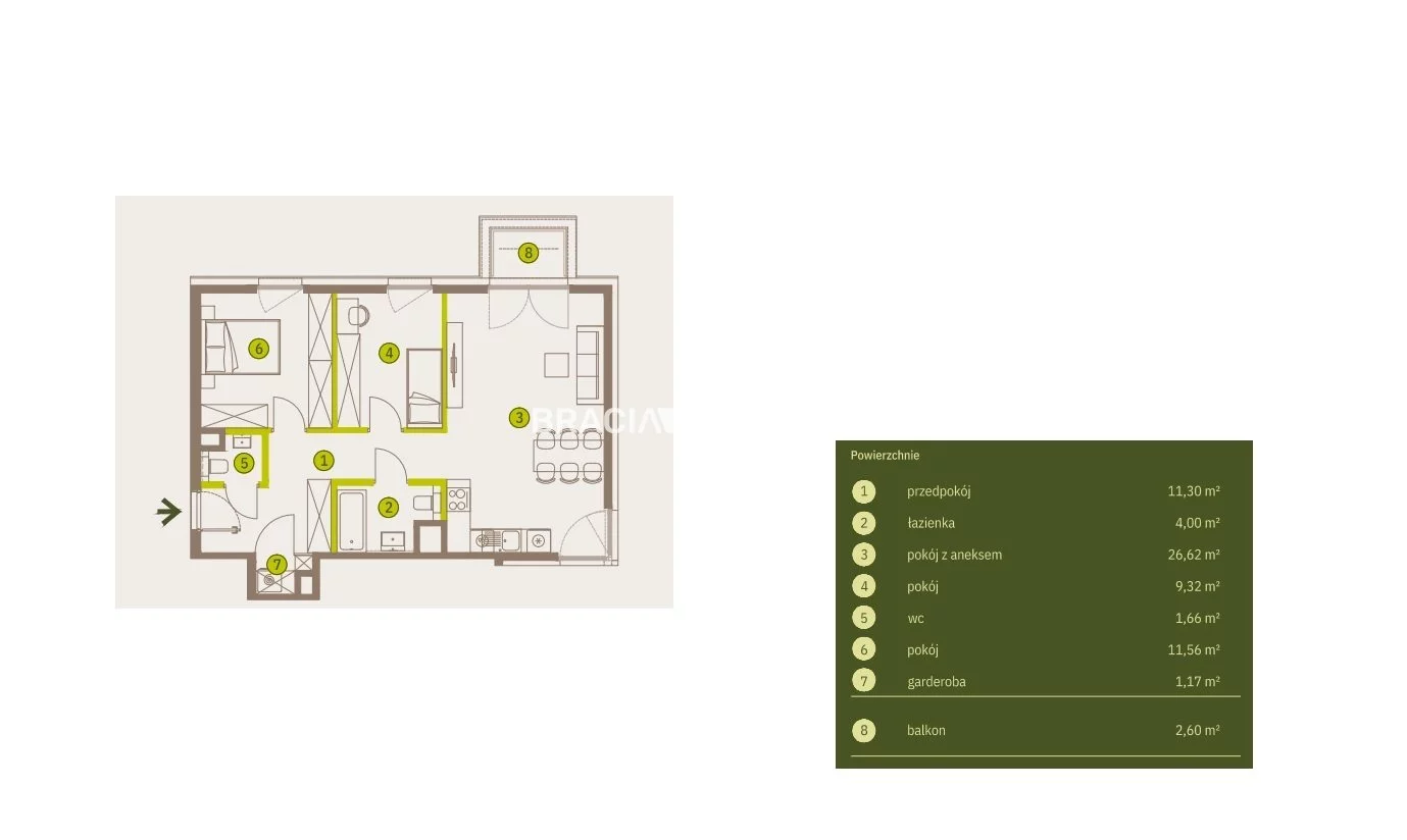 3 pokoje, mieszkanie 65,62 m², piętro 3, oferta nr , BS2-MS-311839-6, Kraków, Prądnik Biały, Imbramowska