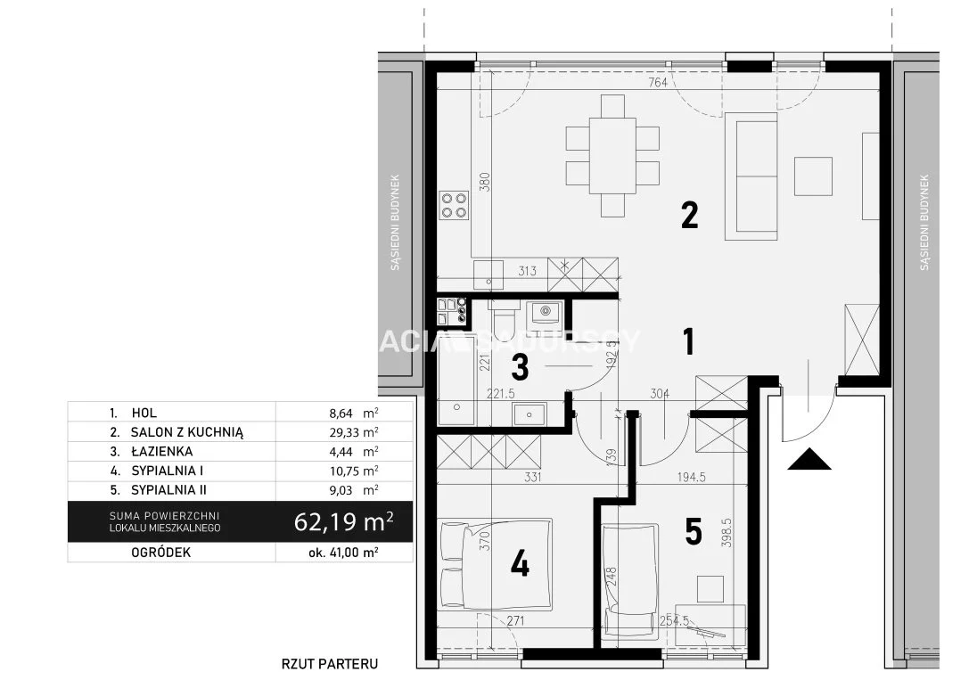 3 pokoje, mieszkanie 62,19 m², parter, oferta nr , BS2-MS-305946-13, Kraków, Bronowice, Jasnogórska