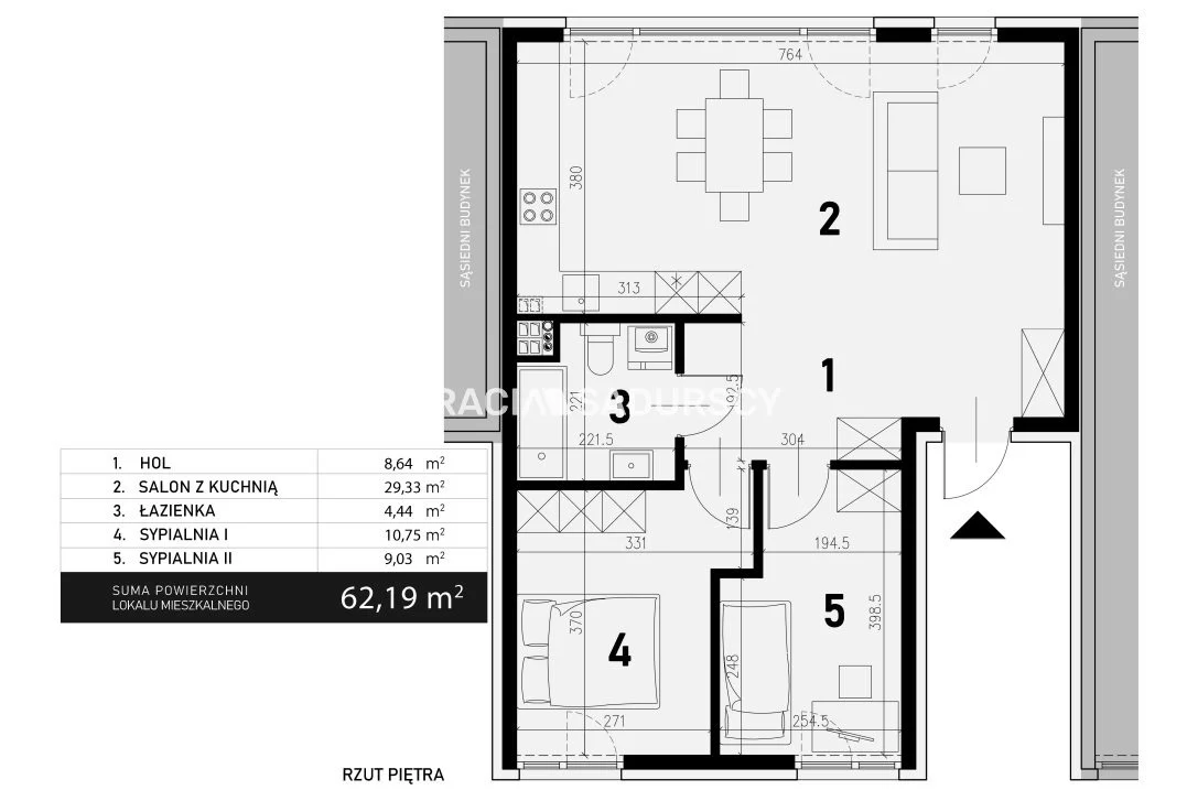 3 pokoje, mieszkanie 62,19 m², piętro 1, oferta nr , BS2-MS-305945-12, Kraków, Bronowice, Jasnogórska