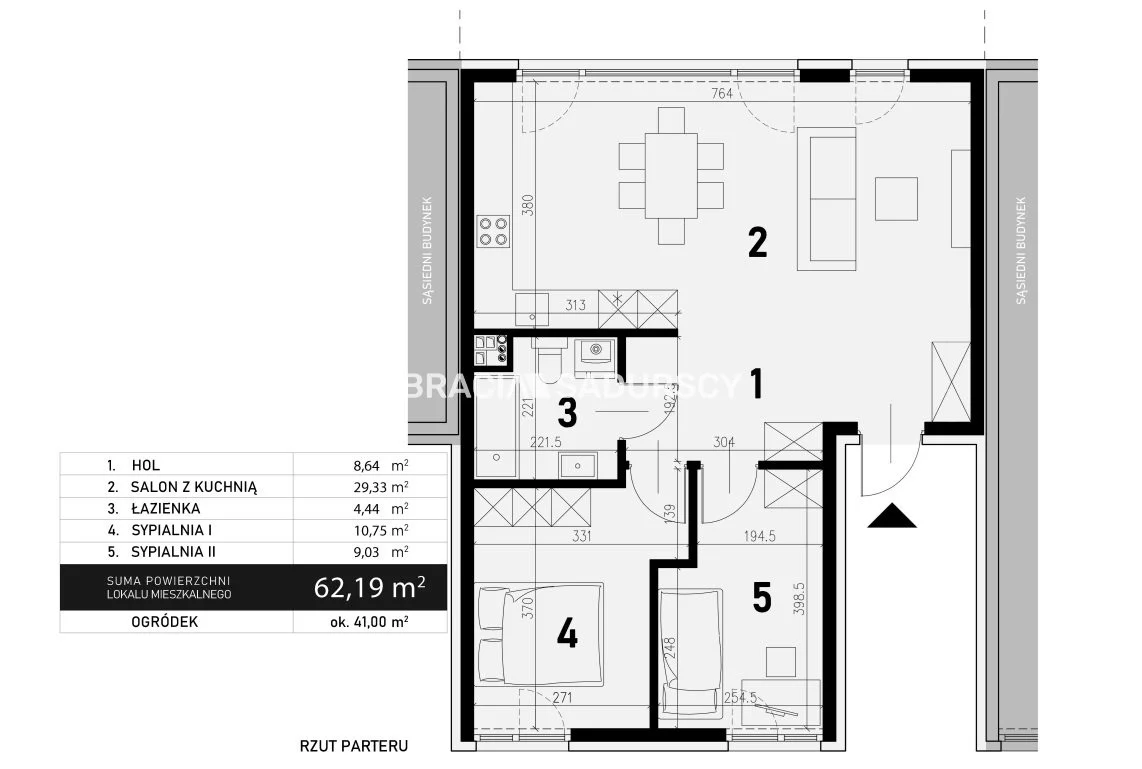 3 pokoje, mieszkanie 62,19 m², parter, oferta nr , BS2-MS-305938-13, Kraków, Bronowice, Jasnogórska