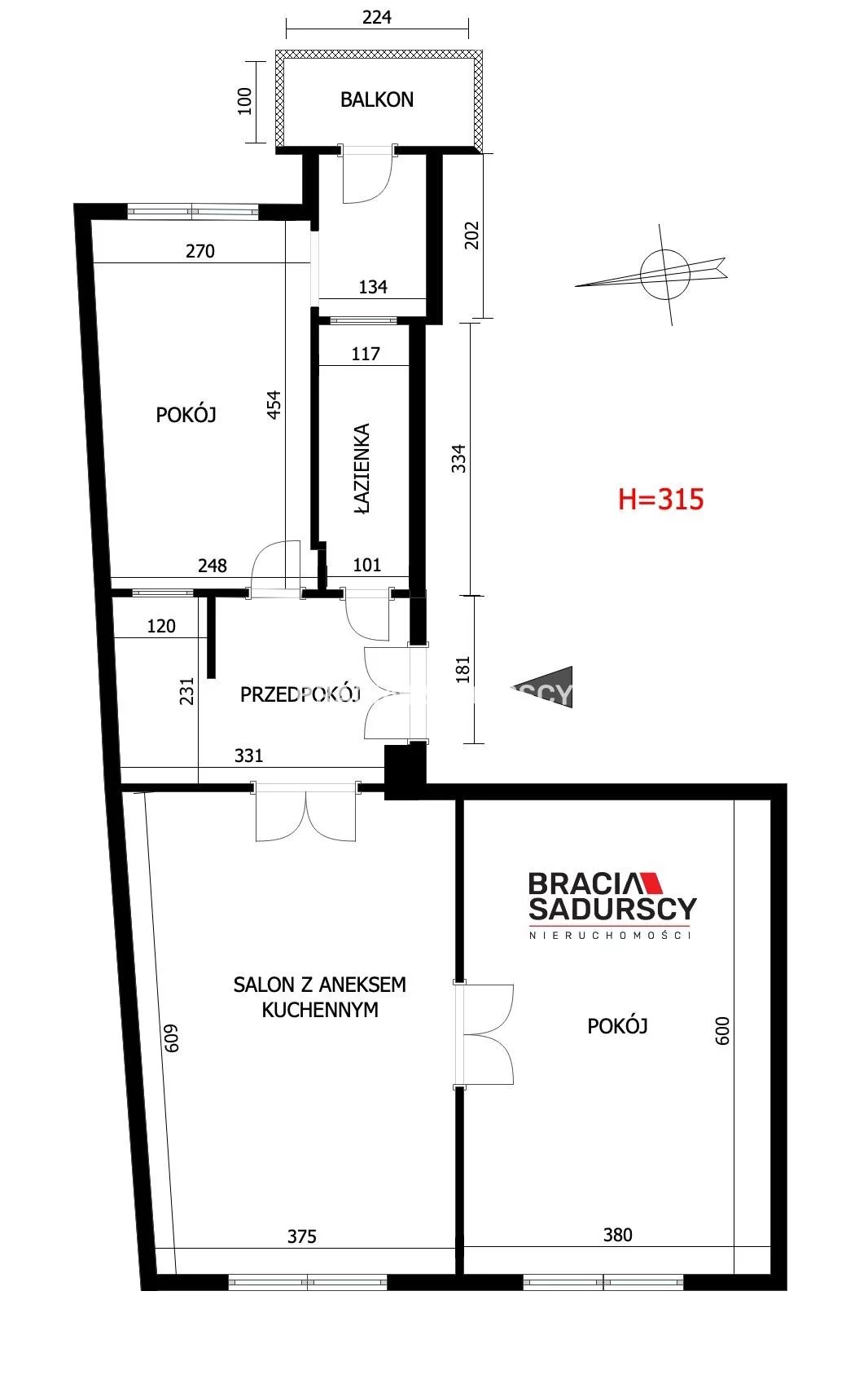 3 pokoje, mieszkanie 72,30 m², piętro 1, oferta nr , BS2-MS-311116-1, Kraków, Krowodrza, Juliusza Lea